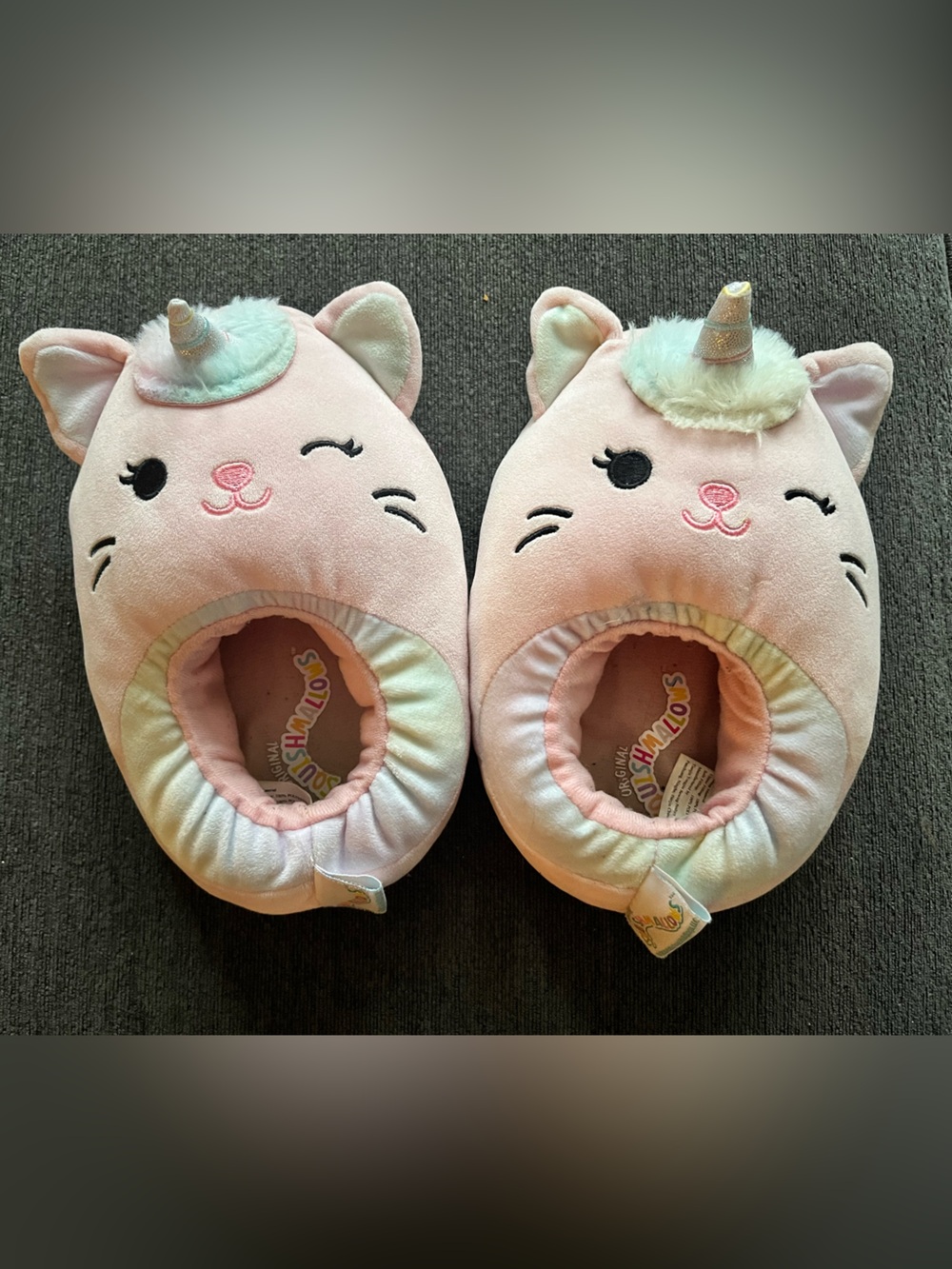 Squishmallows Pastel Pink Unicorn Kids slippers